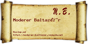 Moderer Baltazár névjegykártya